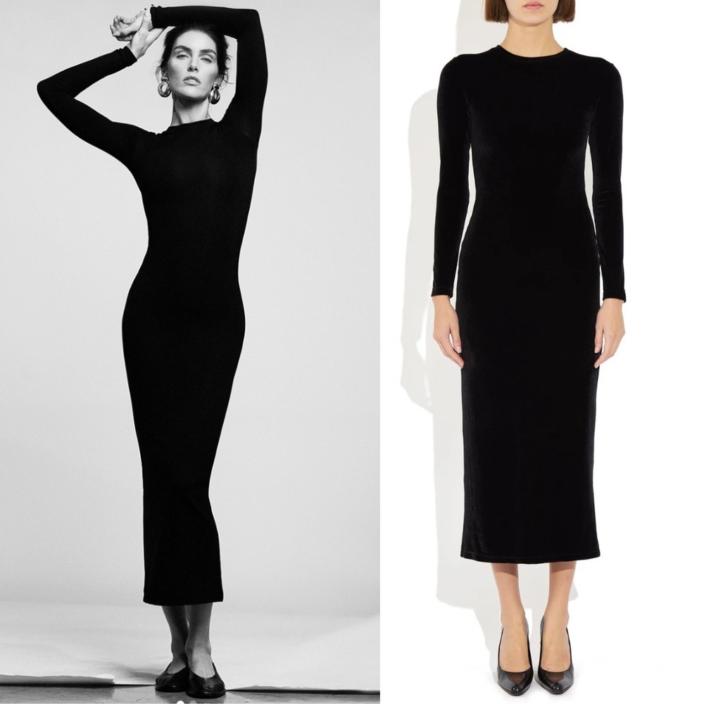 The Park‎ Dress Charity Black Velvet Long Sleeve Maxi Dress Size Small